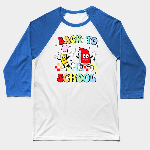 Back To School With  Fun Retro Look Baseball T-Shirt by maryhiroseartworks